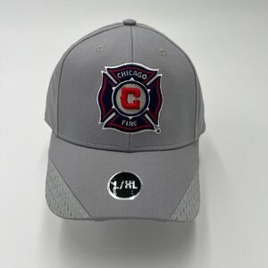 Chicago Fire FC Gray Stretch Fit Hat MLS Soccer L/XL Embroidered Logo